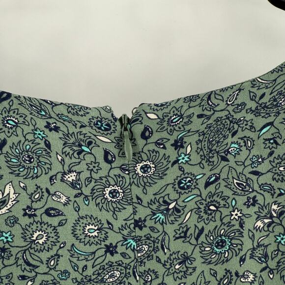 LOFT PETITES ANN TAYLOR Dress Size 8 Petite Green Paisley Print Short Sleeve - Picture 7 of 15